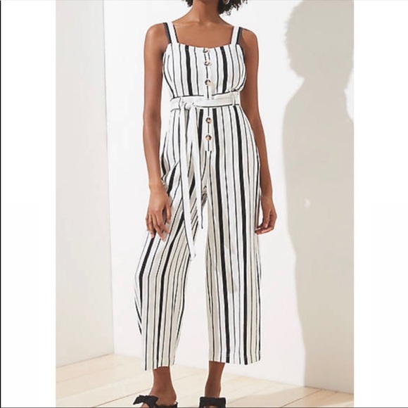 LOFT linen blend stripe jumpsuit - Picture 13 of 13